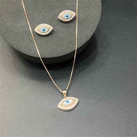Ladies Pendant Set Evileye RoseGold – Silver Store Chennai