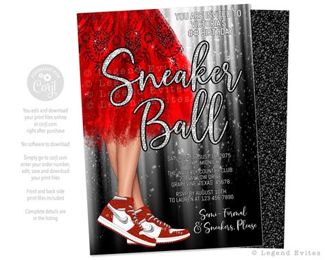 Sneaker Ball Invitation Template Free - Educational Printable Activities