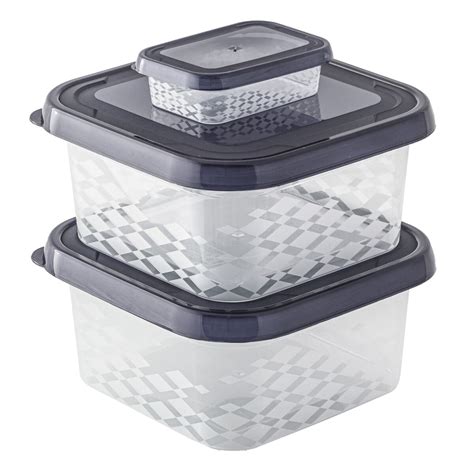 Zestaw Pojemników Plastikowych Do Żywności 3 Szt Pojemniki Antracyt ...