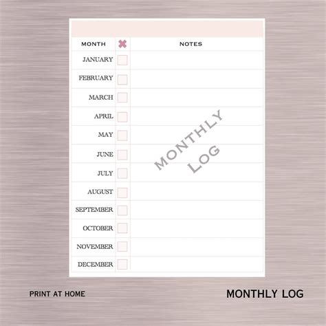 Image result for Month Tracking Log