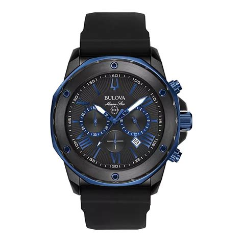 Bulova Men's Marine Star Black Strap Chronograph Watch - 98B308