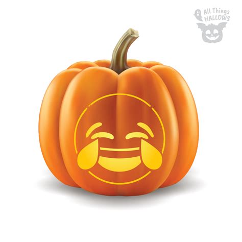 Face With Tears Of Joy Emoji Pumpkin Stencil - Allthingshallows.com ...