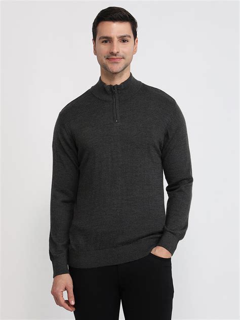 Colorplus Men Grey Solid Regular Fit Wool Blend Sweatshirt – MyRaymond