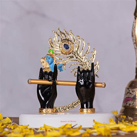 Buy House Of Wemy Gold Plated Lord Krishna Hands Idol with Face, Flute ...