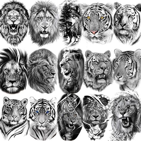 COKTAK Realistic Lion Tiger Temporary Tattoos - Large 3D India | Ubuy