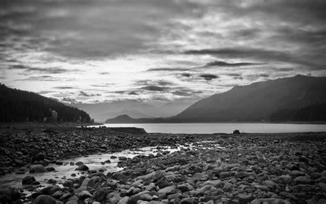 Download wallpaper 3840x2400 bw, landscape, stones, water, forest 4k ...