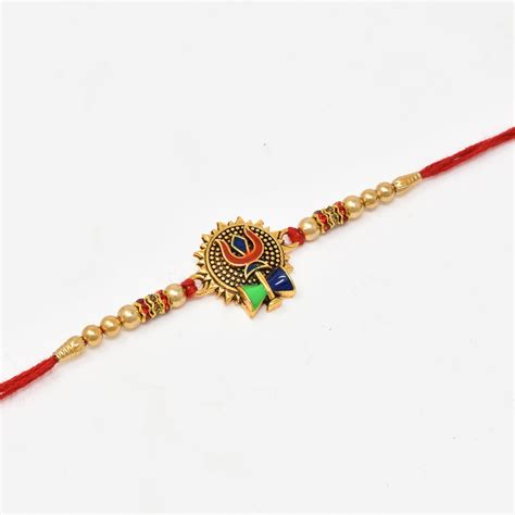 Traditional Trishul Rakhi with Roli Chaval and Rakshabandhan Gift Card ...