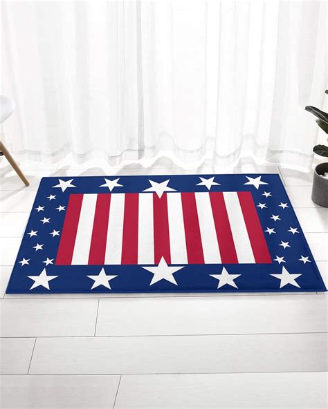 Amazon.com: Bathroom Rugs Door Mat Independence Day American Flag Red ...