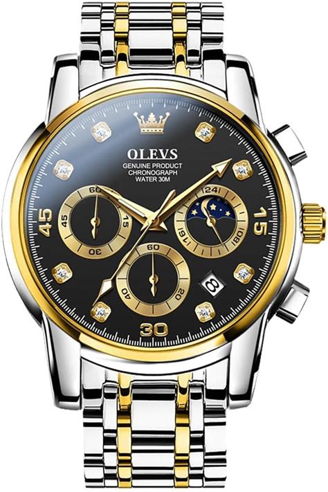OLEVS Stainless Steel Luxury Analogue Men'S Watch(Green-Gold Dial ...