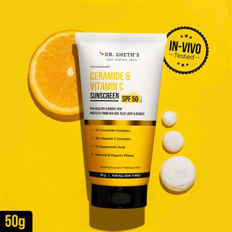 Vitamin C Sunscreen with Ceramide for Bright Skin - 50g – Dr Sheth's