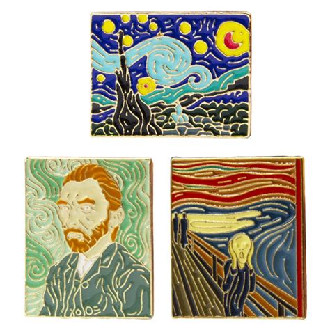 Buy Amersis 3 PCs Van Gogh Starry Night Painting Enamel Lapel Pin Art ...