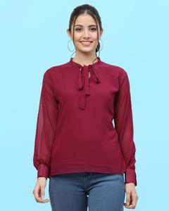 MISS AYSE Casual Solid Women Purple Top - Buy MISS AYSE Casual Solid ...
