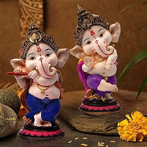 Buy TIED RIBBONS Decorative Murli Ganesh Idol Statue Showpiece (Resin ...