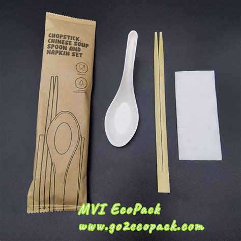 Disposible Bamboo Chopsticks, Bagasse Chinese Soup Spoon, Napkin Dinner ...