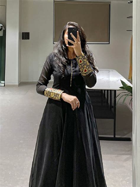 Black Color Weaving Zari Work Rangoli Silk Gown Dress