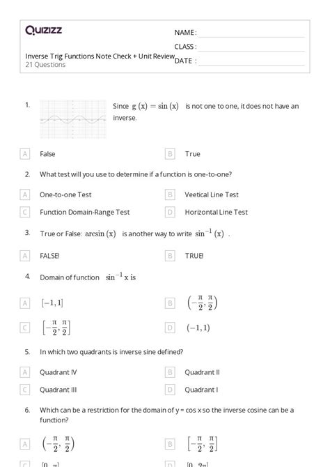50+ inverse trigonometric functions worksheets for 9th Class on Quizizz ...