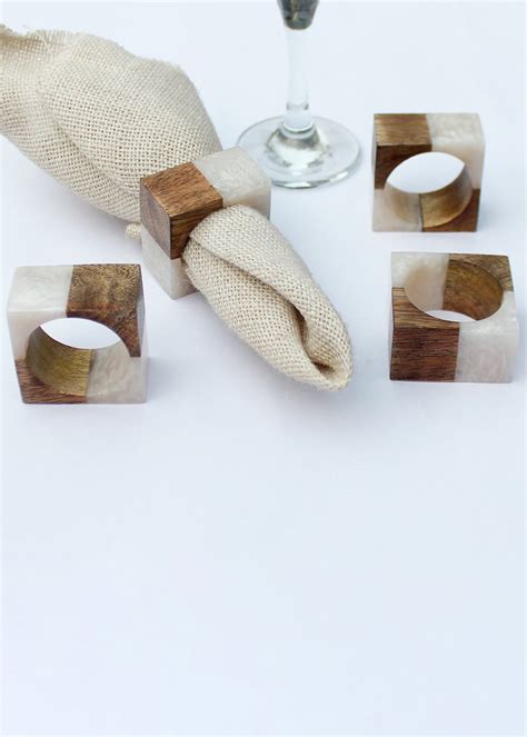 Get Wood With Cream Resin Napkin Ring - Set Of 4 at ₹ 399 | LBB Shop