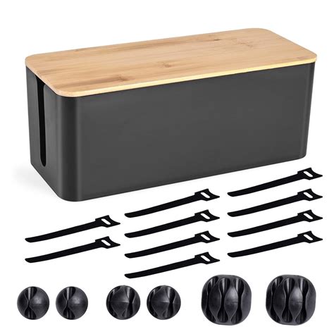 Cable Management Box - Wooden Style Cord Organizer Box to Hide Wires ...