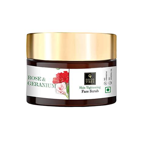 Buy Good Vibes Rose and Geranium Skin Tightening Face Scrub - 50 g ...