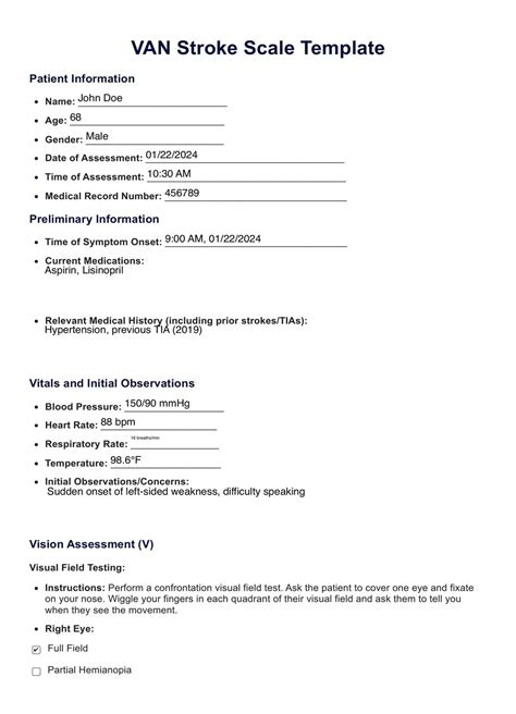 VAN Stroke Scale & Example | Free PDF Download