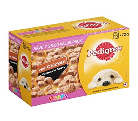 Pedigree Puppy Chicken Chunks In Gravy Pouch 70 G (Pack Of 15) - Ecom ...