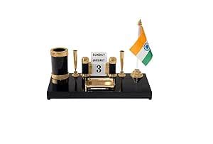 SMKT Decorative Pen Stand with 2 Pen Holder, Calendar and India Flag ...