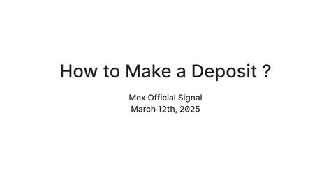 How to Make a Deposit ? — Teletype