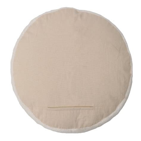 Green Velvet & Sherpa Round Floor Cushion, 20"