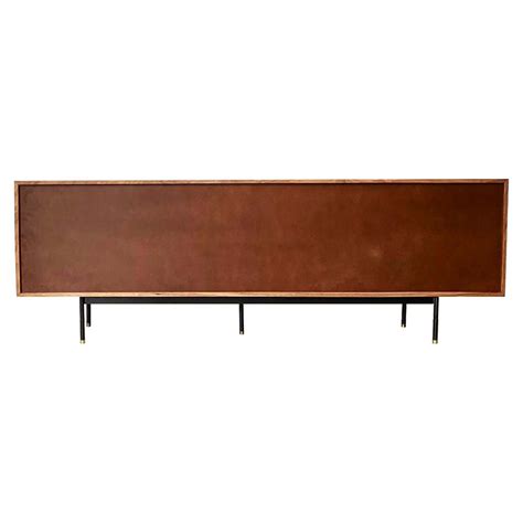 American walnut console with chest of racks in powder coated legs ...