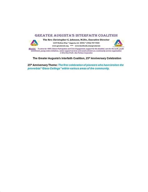 GAIC 25th Anniversary - The First of the CSRA - the Nation - September ...