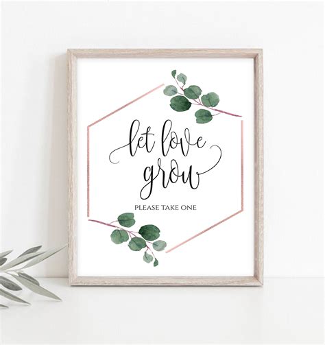 Let Love Grow Sign Let Love Grow Wedding Favors Let Love Grow Printable ...
