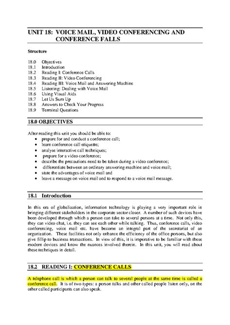 Block-5 ... ok - very interesting topic - UNIT 18: VOICE MAIL, VIDEO ...