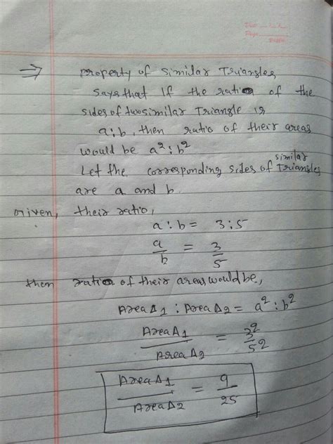 the ratio of corresponding sides of similar triangle is 3:5 then find ...