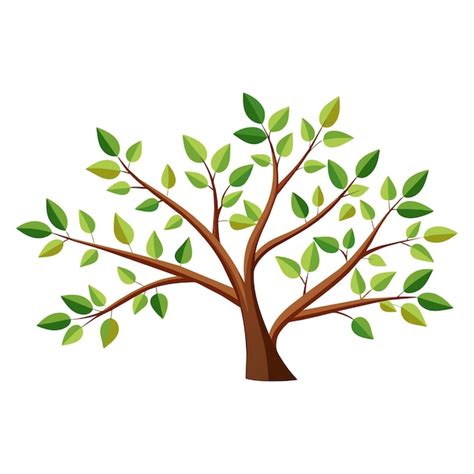 Tree branches leaves tall layout flat vector illustration | Premium Vector