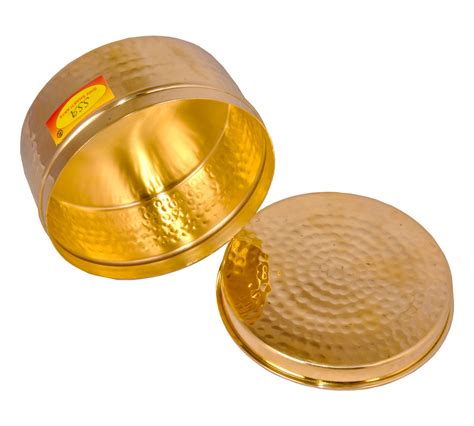 Pure Brass Box | Dry Fruit Box | Laddu Dibba | Dibba | Katordaan, Roun ...