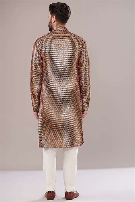 Buy Kasbah Clothing Multi-Colored Georgette Embroidered Kurta Set at ...