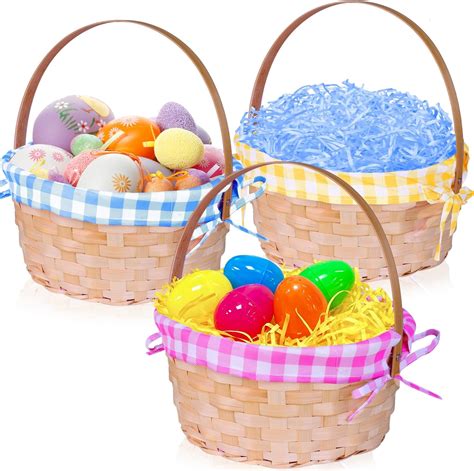 Amazon.com: 3 Pieces Easter Basket Handmade Woven Easter Eggs Hunt ...
