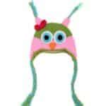 Gorgeous Designer Pink and Green Crochet Winter Cap for Kids