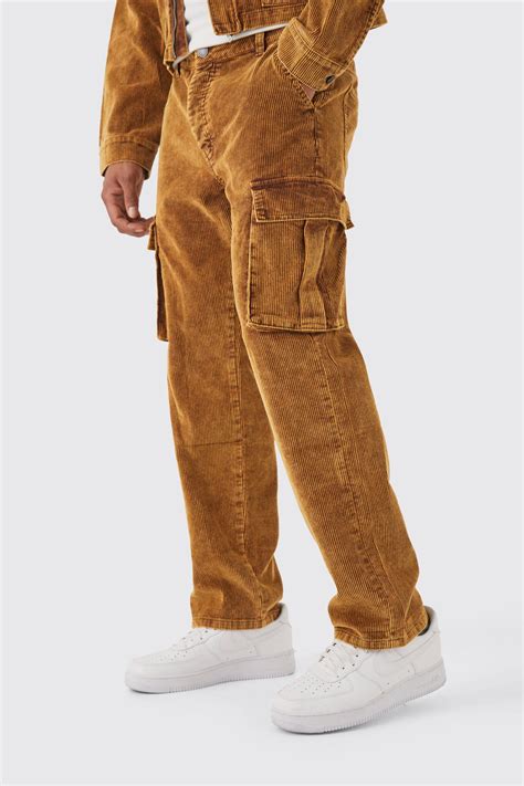 Relaxed Acid Wash Corduroy Cargo Pants in 2024 | Black men casual style ...