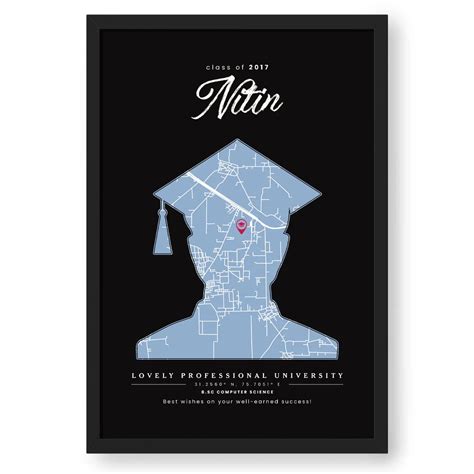 Personalized Black Memory Wall Graduation Map For Him – Ritwikas