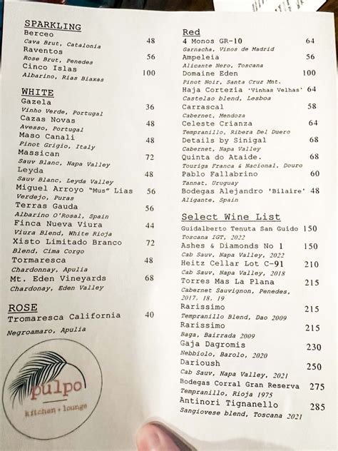 Sparrow St Pete Menu