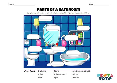 Identify the Parts of a Bathroom Activity Sheet for Kids – NESTA TOYS