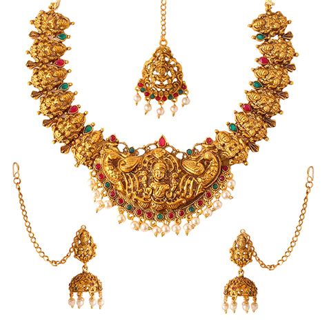 Buy Yellow Chimes Jewellery Set for Women Gold Plated Traditional ...