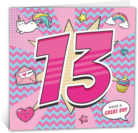 Age 13 Girl Birthday Card | 13-Year-Old Supergirl Notepad Sticker Style ...