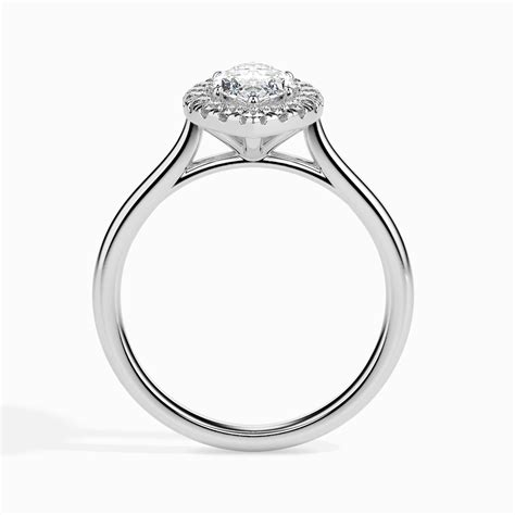 50-Pointer Marquise Cut Solitaire Halo Diamond Platinum Ring JL PT 190