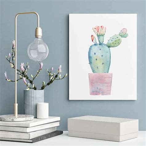 Canvas Wall Art - Watercolor Prickly Pear Cactus - Wall Painting for ...