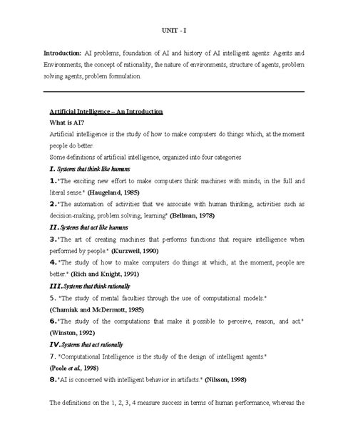 AI R23 P - UNIT I: Foundations and Concepts of Artificial Intelligence ...