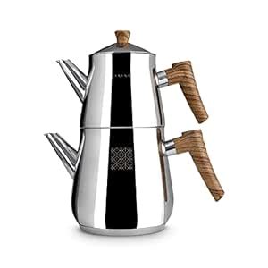 Serenk Stainless Steel 3 qt(101 fl oz) Turkish Tea Pot Sets With Two ...