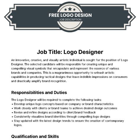 Free Logo Design Job Description Template to Edit Online