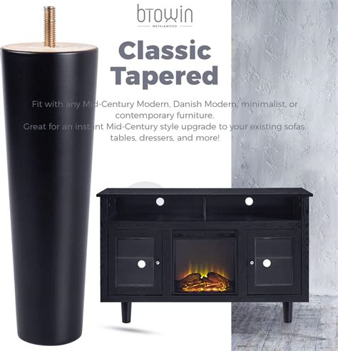 Buy 4 inch Solid Wood Furniture Legs, Btowin 4Pcs Mid-Century Modern ...